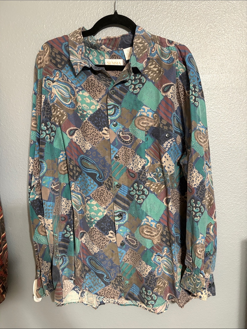 Summa 100% Silk Long Sleeve Shirts, Lot of 2, Size XL - Picture 5 of 7